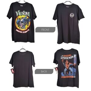 Mens Marvel Graphic Tee Spiderman and Venom Black Large Lightweight Cotton